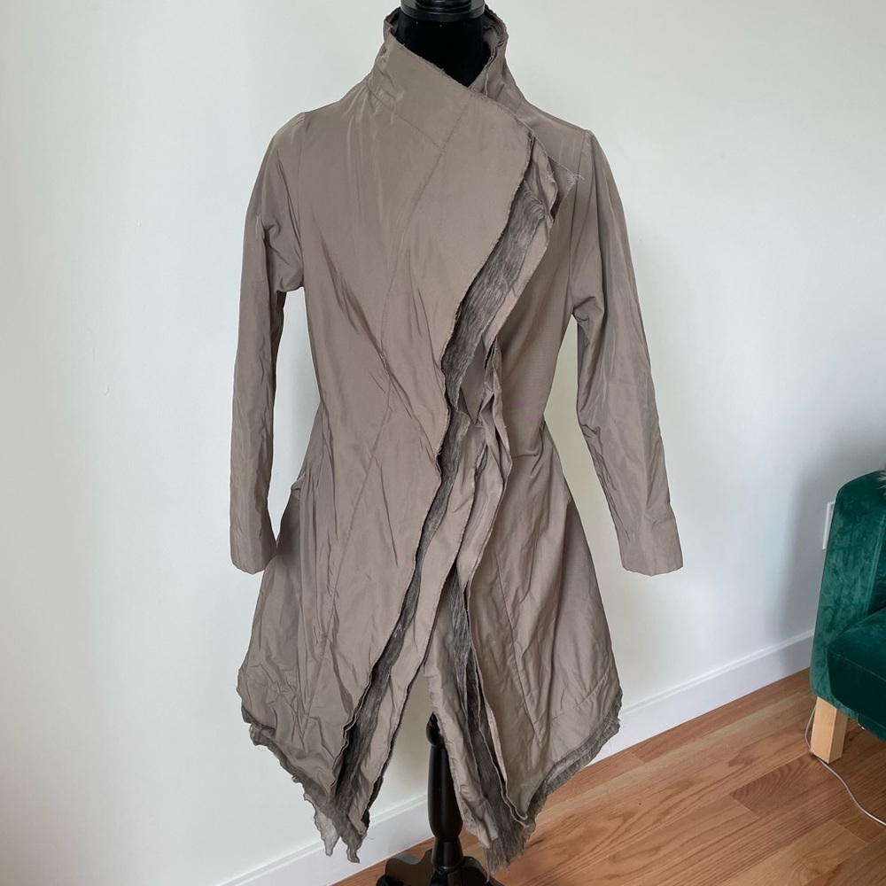 Scala 12 Brown Wool Blend Asymmetric Closure Tie … - image 1